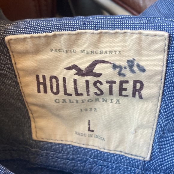 Hollister‘s denim button up hoodie men’s large - Picture 8 of 8